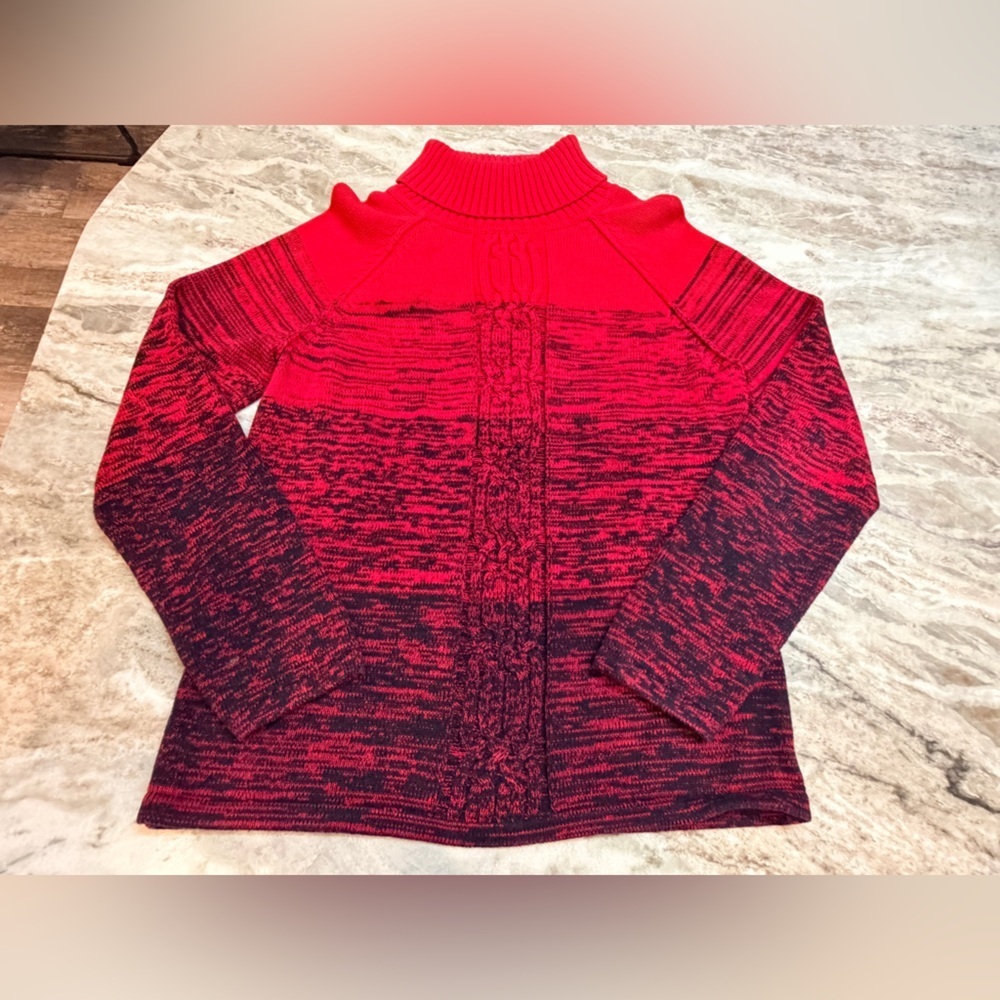 Karen Scott Red Cotton Knit Sweater | Long Sleeve | Size M